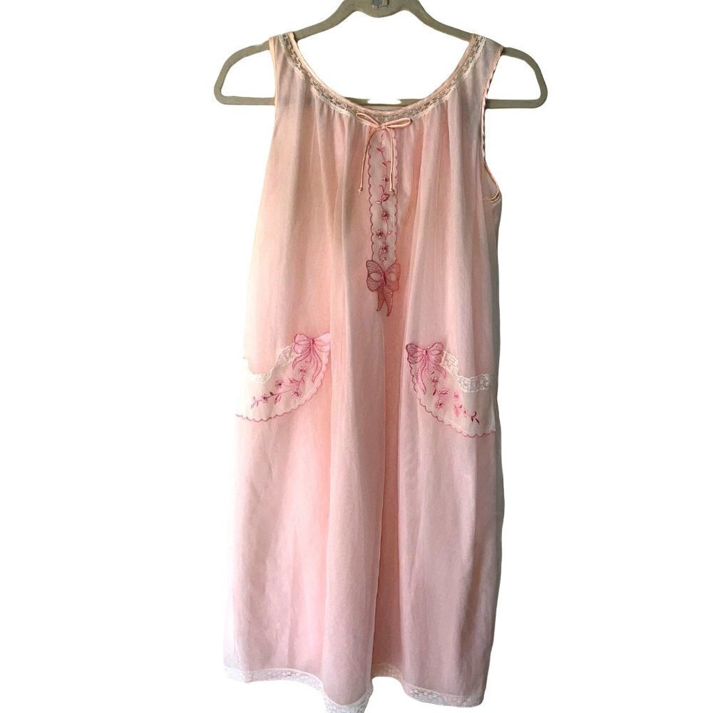 Aristocraft By Superior Womens Nightie Size Small Chiffon Lace Sleeveless Pink